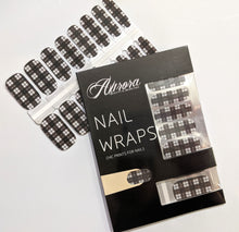 Load image into Gallery viewer, Black and White Plaid Nail Wraps