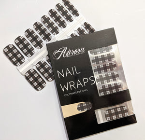 Black and White Plaid Nail Wraps
