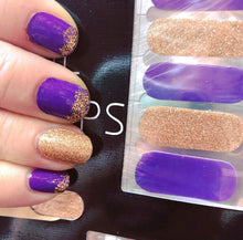 Load image into Gallery viewer, Purple and Gold Nail Wraps
