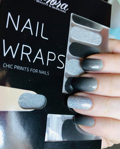 Grey and Silver Glitter Nail Wraps